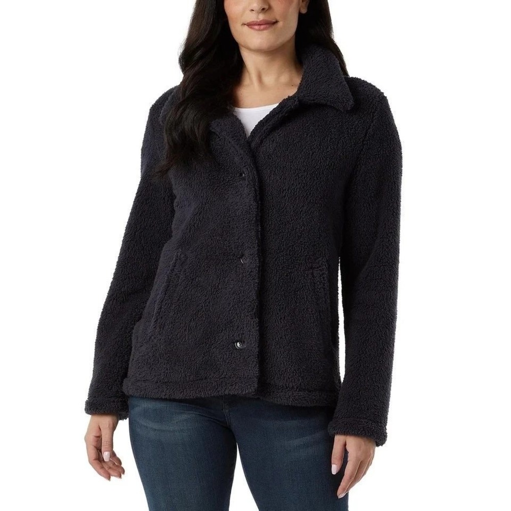 32 Degrees Heat Women's L Blue Sherpa Fleece Jacket Polyester Faux Fur Coat